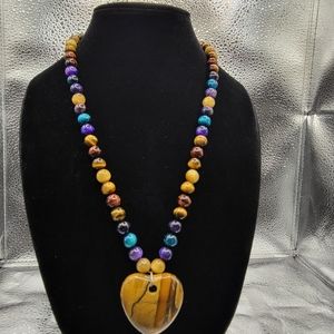 One of a kind multi color stone necklace. Size: 26inches